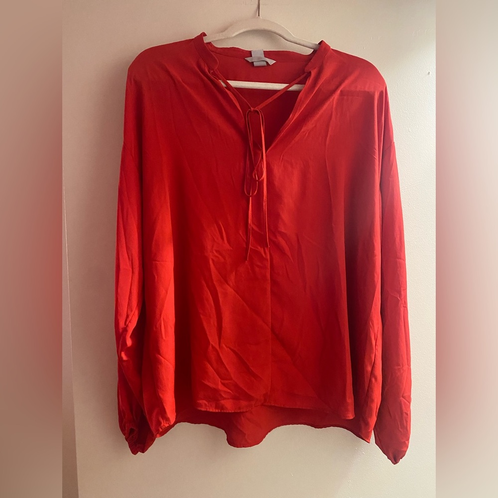 Red H&M Long Sleeve Blouse